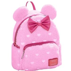 Disney Loungefly Mini Minnie Mouse Sherpa Backpack